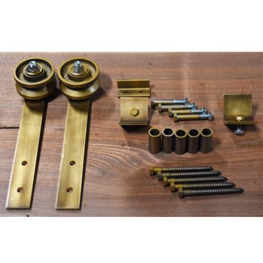 Custom Made Sliding Barn Door Antique Brass Hardware Set