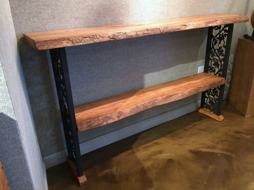 Custom Made Live Edge And Black Steel  Console Table