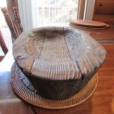 Custom Made Primitive Carved Large Wood Oval Tray