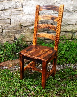 Custom Made Burnt Oak Reclaimed Wood Arched Slat Rustic Dining Chairs