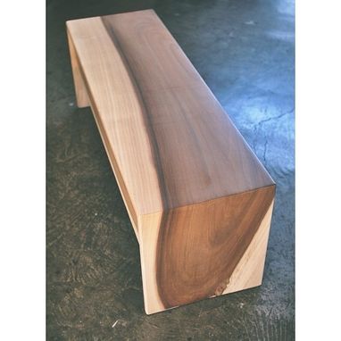 Custom Made Wood Waterfall Bench + Coffee Table In Sun Tanned Poplar
