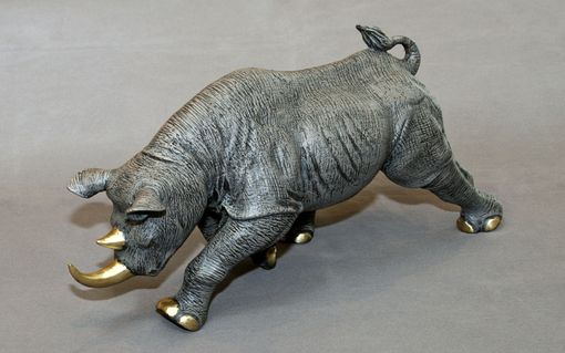 Custom Made Bronze Rhinoceros "Black Rhinoceros" Rhino Figurine Statue Sculpture Art Limited Edition Signed