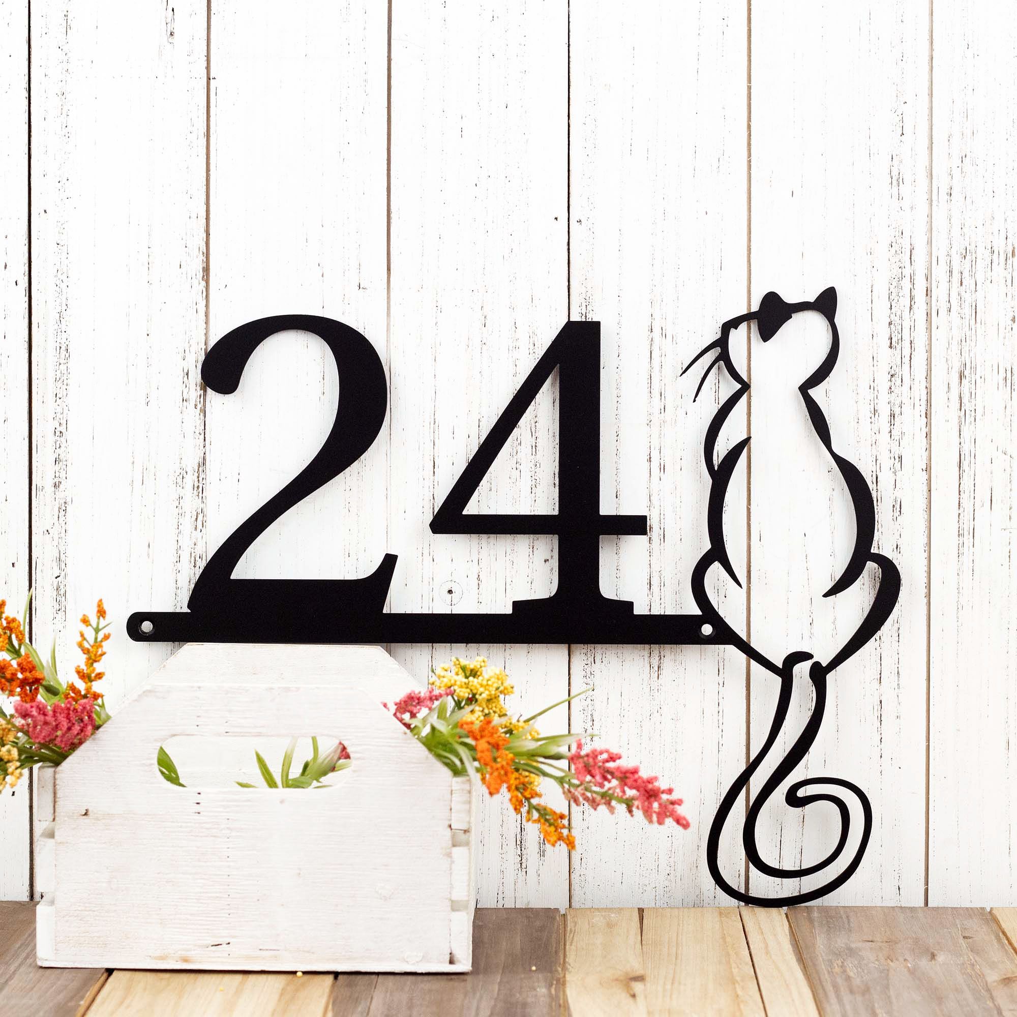 Buy Hand Made Cat House Number Metal Sign, Address Sign, Custom Sign
