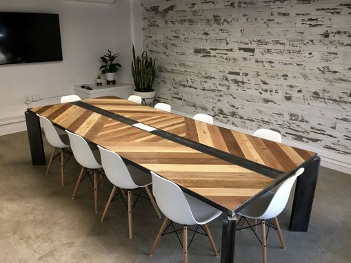Custom Made 45 Degree Chevron Industrial Conference Table