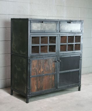 Custom Made Modern Industrial Liquor / Wine Cabinet. Vintage Style Bar Cart. Reclaimed Wood & Steel.