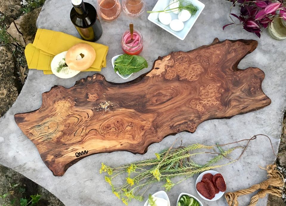 Hand Made Natural Burl Wood Charcuterie Or Serving Board by Darin White