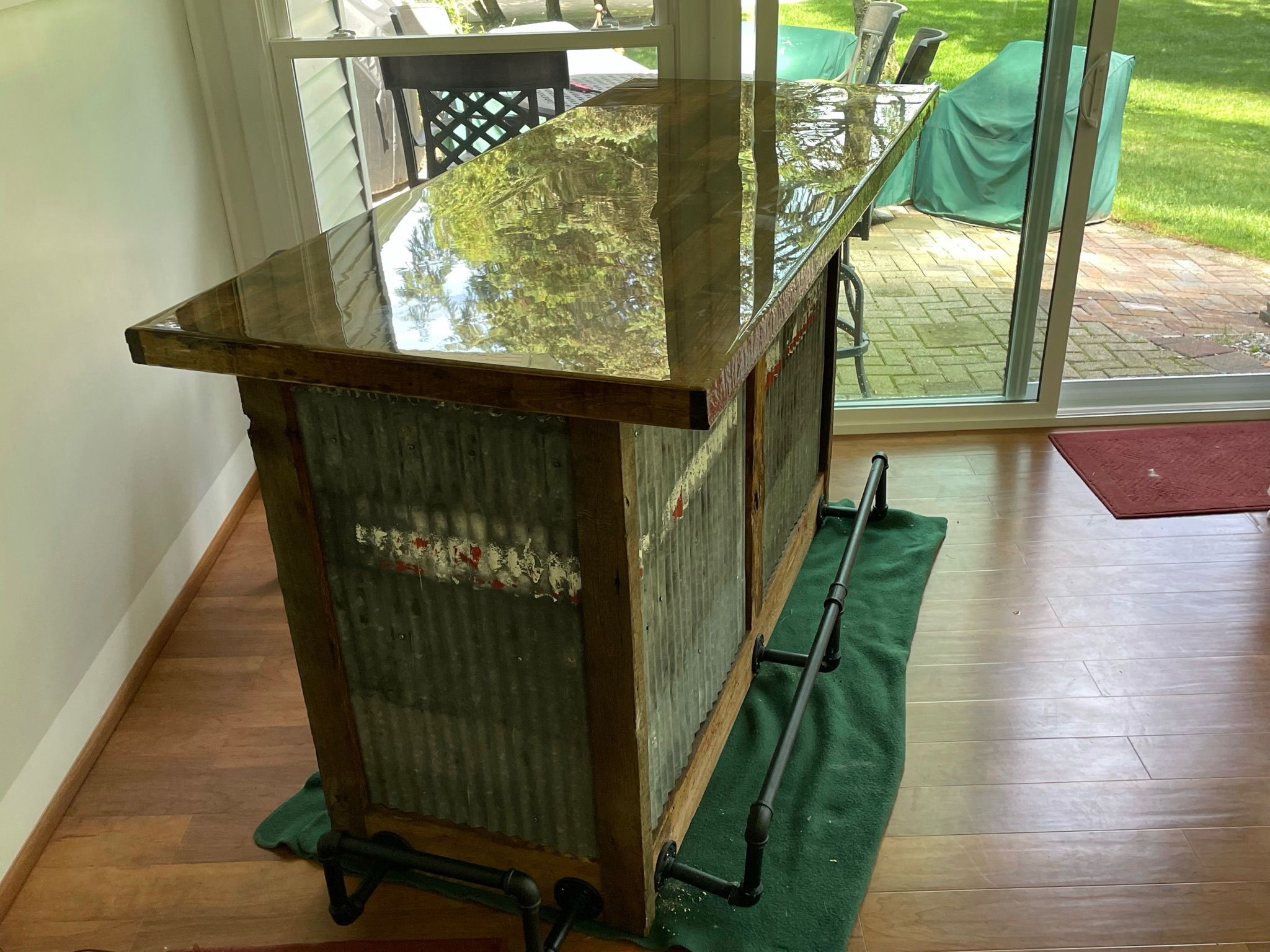 Hand Crafted Rustic Barn Wood Bar With Clear Acrylic Bar Top by The ...