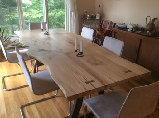 Custom Made Live Edge Dining Table, Local Spalted Hard Maple