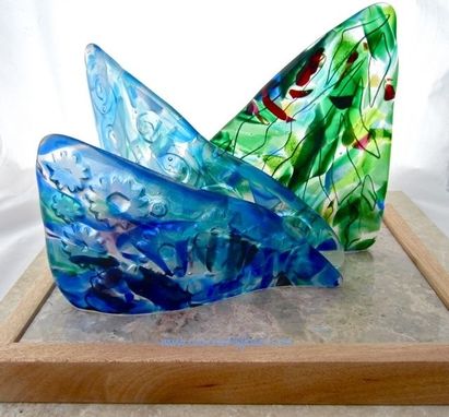 Custom Made Fused Glass Table Sculpture:  Hoe A  Mau - Gazing At Stars