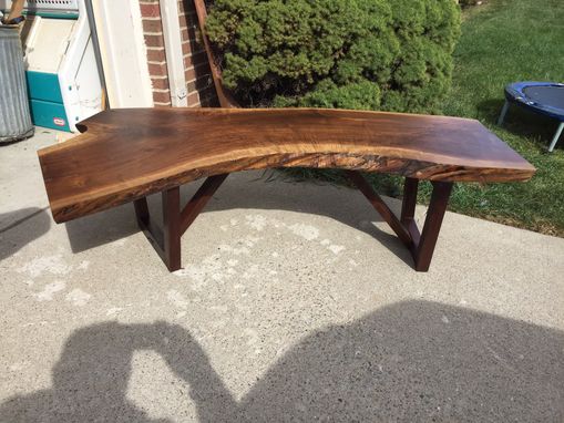Custom Made Beautiful Curved Live Edge Walnut Coffee Table Or Bench