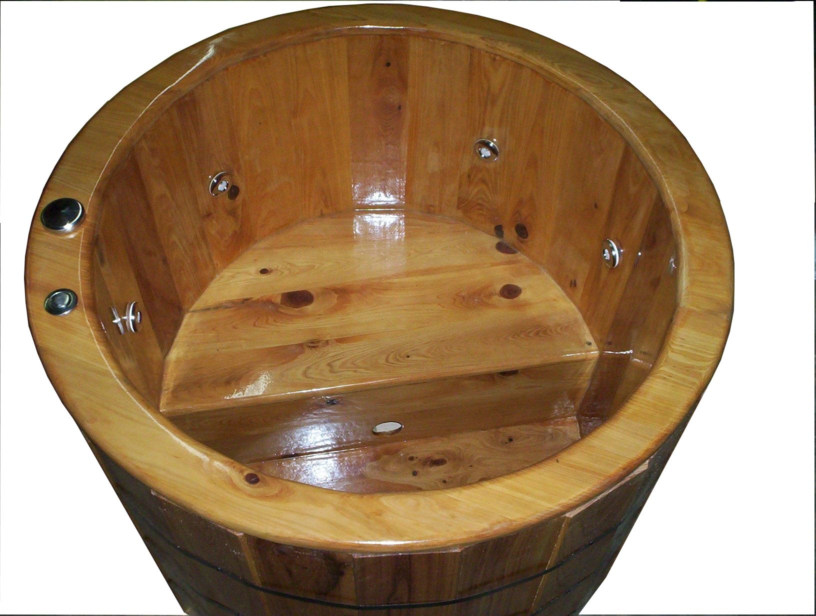 Barrel Wooden Ofuro Bathtub In Cypress, Custom Wood Bathtub