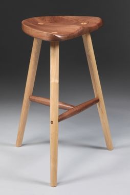 Custom Made Wooden Stool With Carved Seat