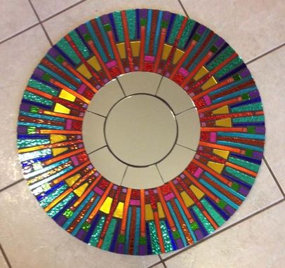 Custom Made Mosaic Mirror Clearance Fiesta Stained Glass Round