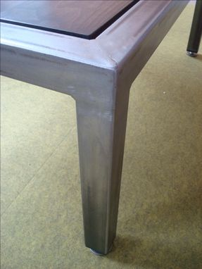 Custom Made Steel And Maple Coffee Table