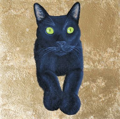 Custom Made Custom Pet Portrait, Gold Leaf, Personalized Pet Memorial Dog Cat Painting,