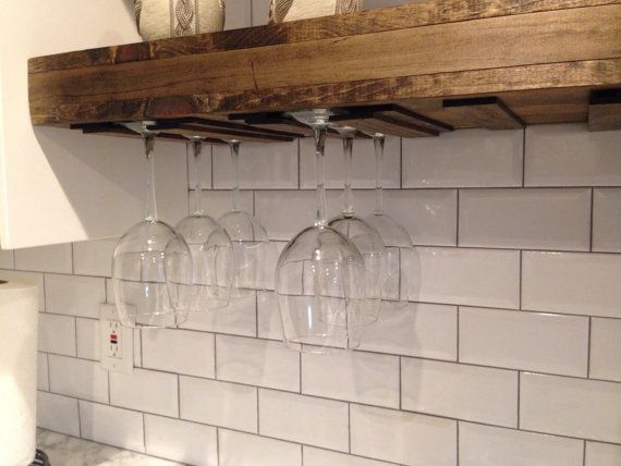 A Hand Made Floating Shelf With Wine Gl Rack Farmhouse A Hand Made Floating Shelf With Wine Gl Rack Farmhouse Rustic Shelves Reclaimed Wood To Order From The Urban Co