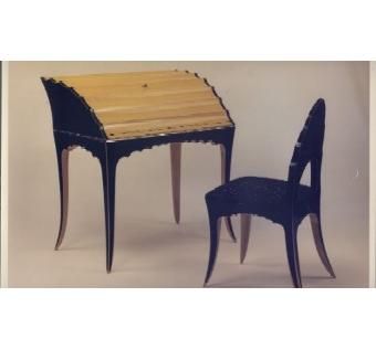 Custom Made Tiger Swallow Tail Desk And Chair Set