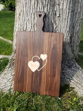 Custom Made Walnut And Maple Heart Inlay Charcuterie Board