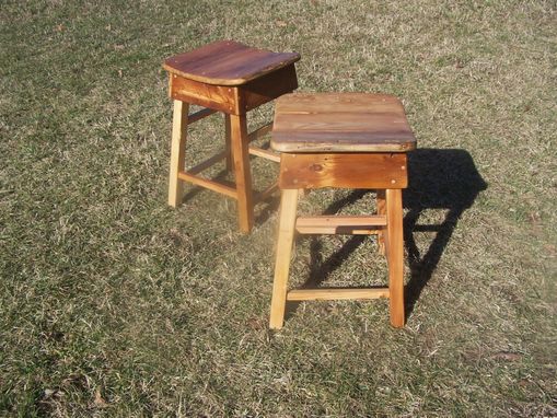 Custom Made Reclaimed Wood Primitive Style Saddle Stools Made In Reclaimed Wood