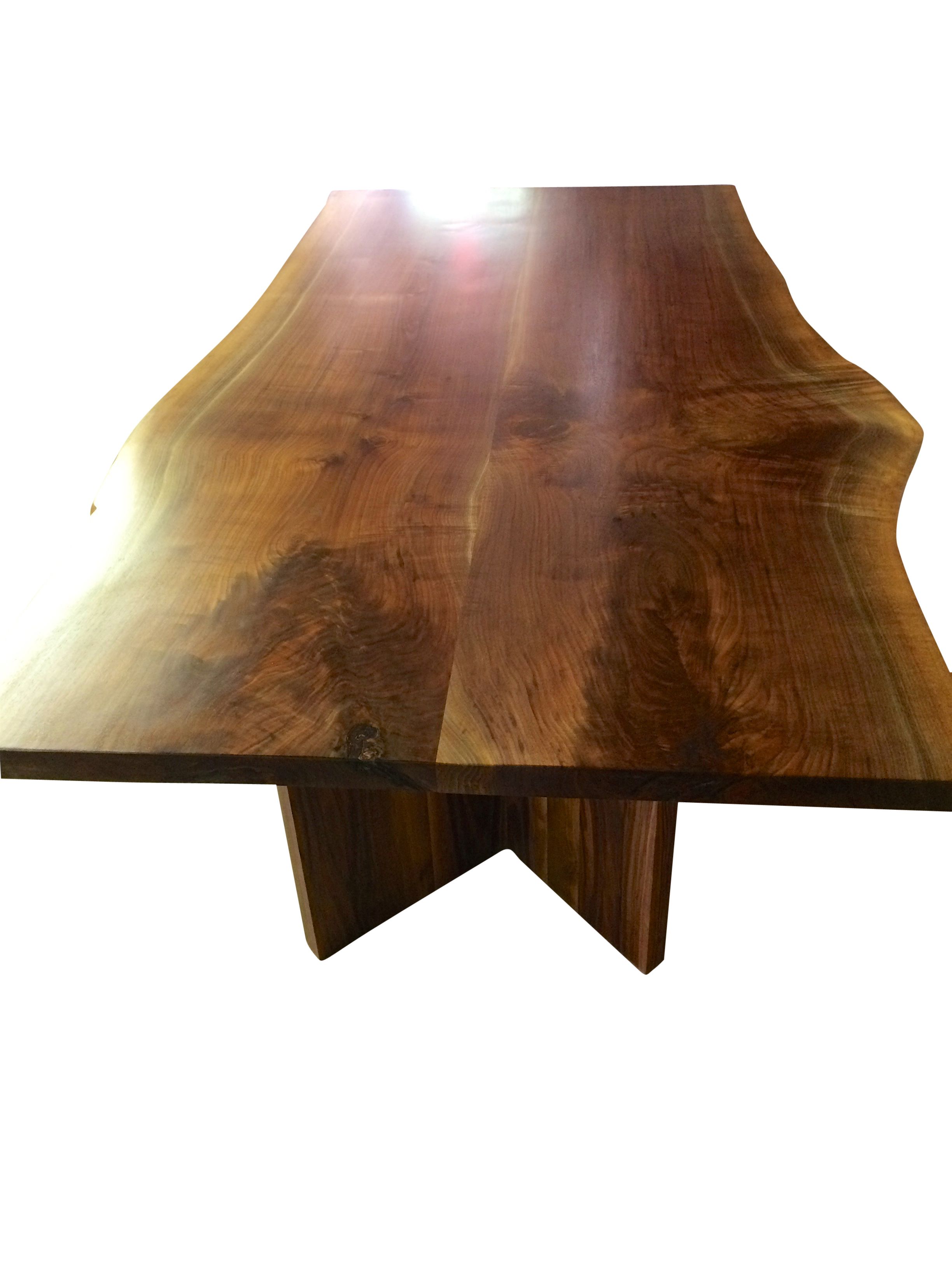 Hand Crafted Live Edge Book Matched Walnut Slab Dining Table by Blowing