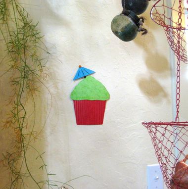 Custom Made Handmade Upcycled Metal Tropical Lime Cupcake Wall Art Sculpture