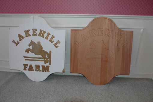 Custom Made Carved Mahogany Farm Sign