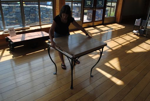 Custom Made Maple Flip Top Forged Iron Table