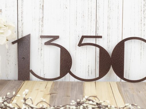Custom Made Modern House Number Metal Sign - Copper Vein Shown