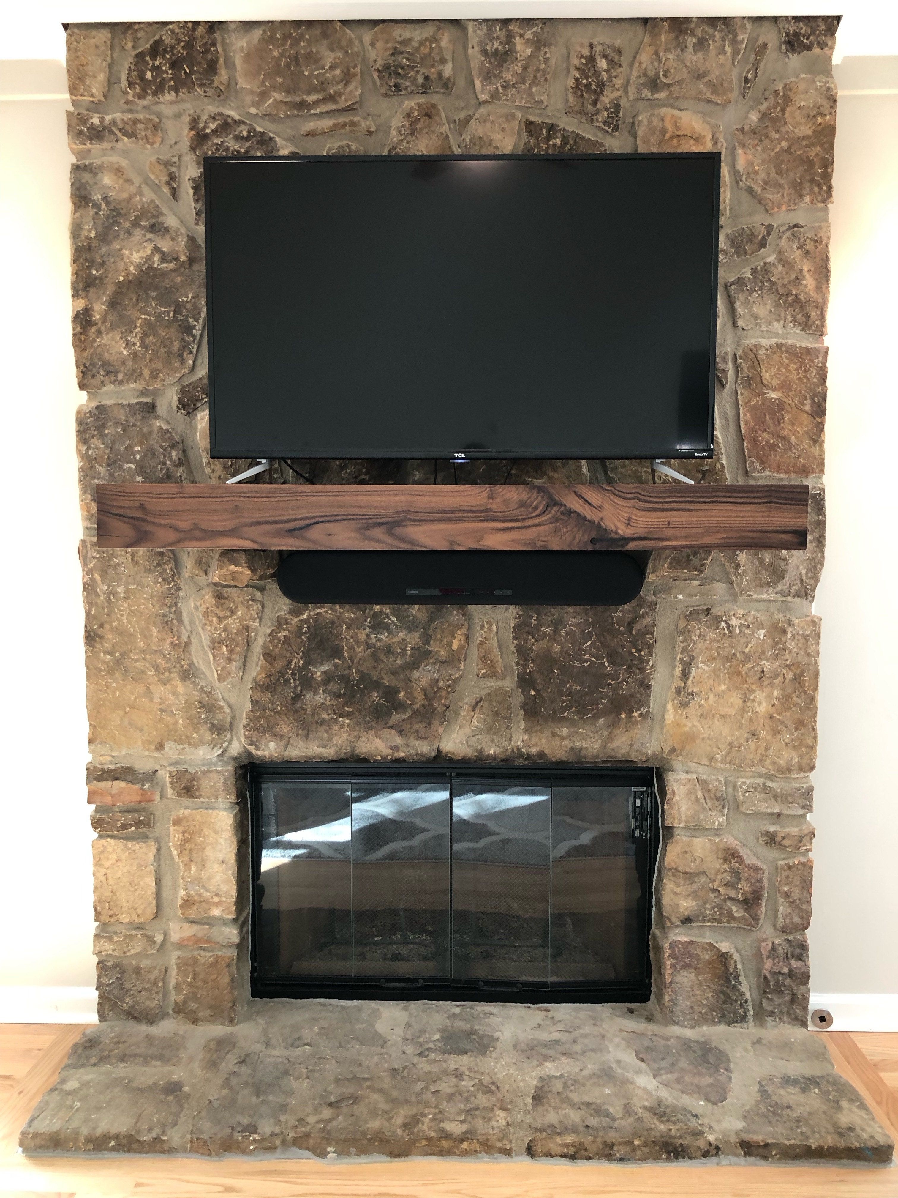 Buy Custom Made Hidden Storage Mantel, Knotted Walnut Fireplace Mantel