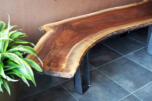 Custom Made Custom Black Walnut Slab Bench Or Coffee Table With Live Edge