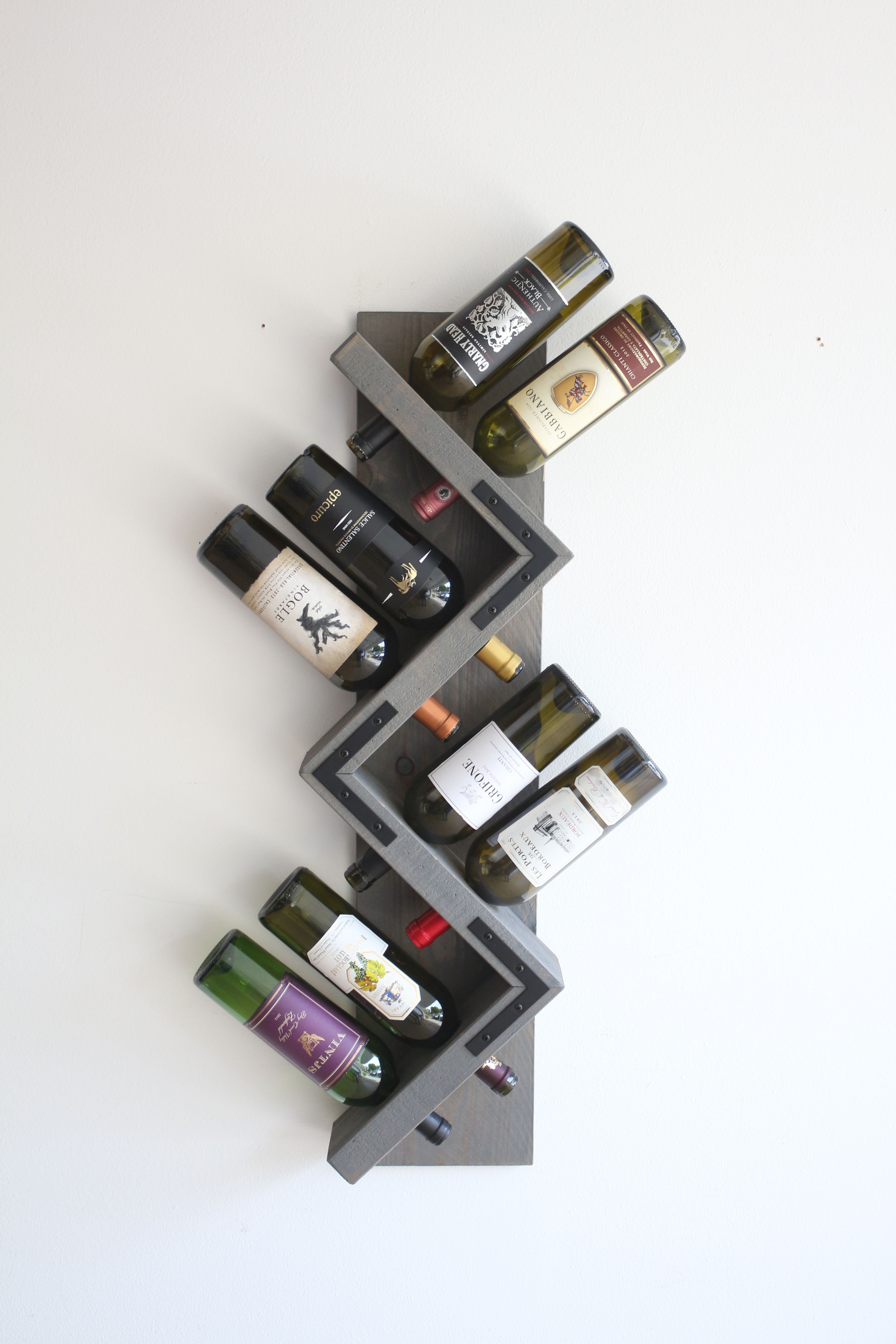 Buy Handmade Zig Zag Rustic Wine Rack Wall Mounted Holds 8 Bottles