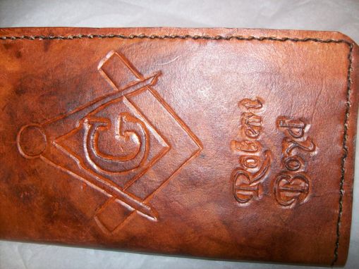 Custom Made Custom Leather Masonic Day Planner In Weathered Color