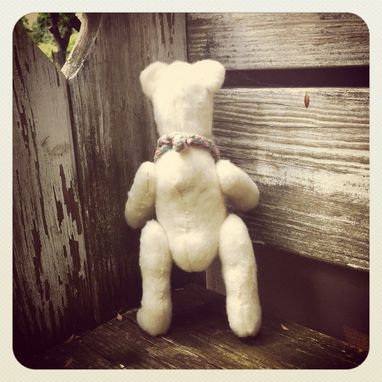 Custom Made Vintage Style Teddy Bear /Hand Stitched /Embroidered Details /Reworked And Recycled Materials