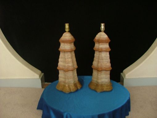 Custom Made Pair Of 2 Pillar Table Lamps
