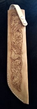 Custom Made Large Bowie Knife Sheath Natural Leather With Sheridan Style Tooling