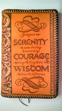 Custom Made Hand Tooled Leather Cover For Standard Sized Alcoholics Anonymous Big Book
