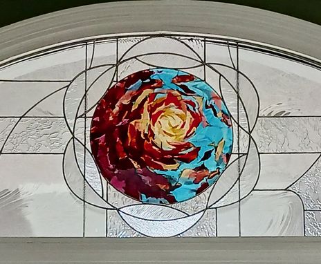 Custom Made Arched Stained Glass Transom - Wind Song