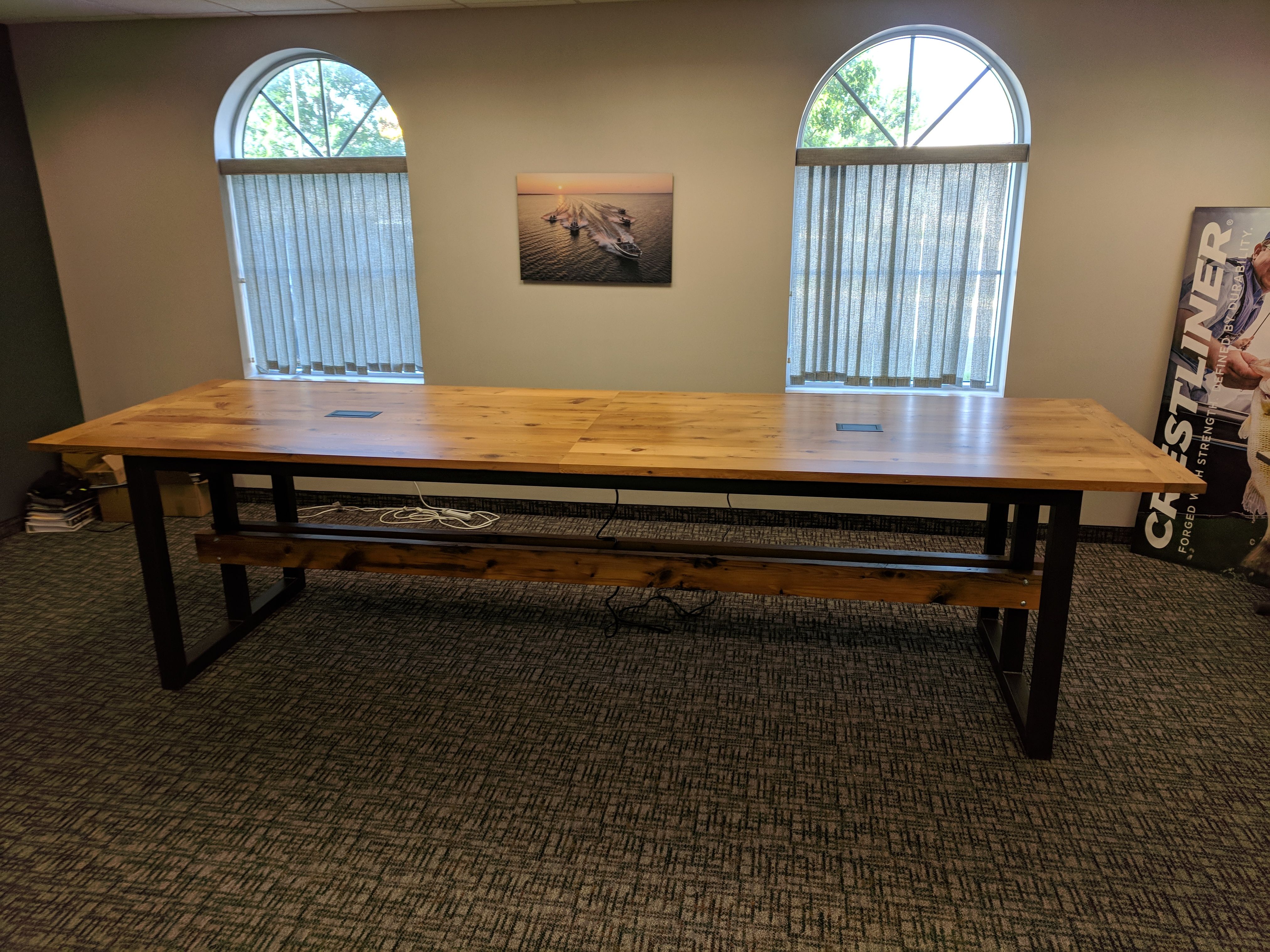 Handmade Heavy Duty Conference Table, Reclaimed Wood And Steel by re