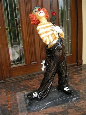 Custom Made Clown Holding A Rose Bronze Statue