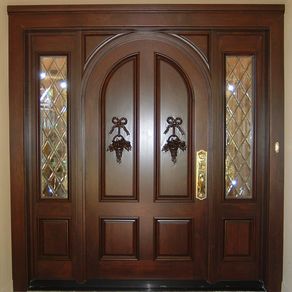 Hand Crafted 12 X 8 Mahogany Entry With Custom Glass Sidelights
