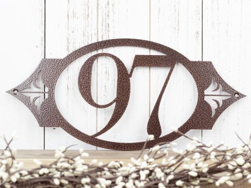 Custom Made Metal House Number Sign, 2 Digit - Copper Vein Shown