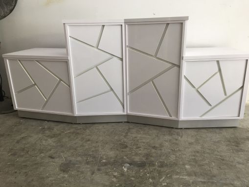 Custom Made Modern White Mosaic Faced Reception Desk