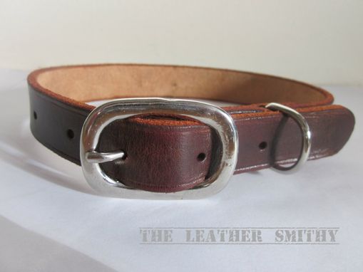 Custom Made Brown Leather Dog Collar 3/4 Inch Wide, Medium Dog Collar