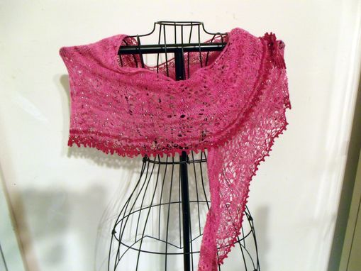 Custom Made Hand Spun Cashmere Beaded Knitted Shawl