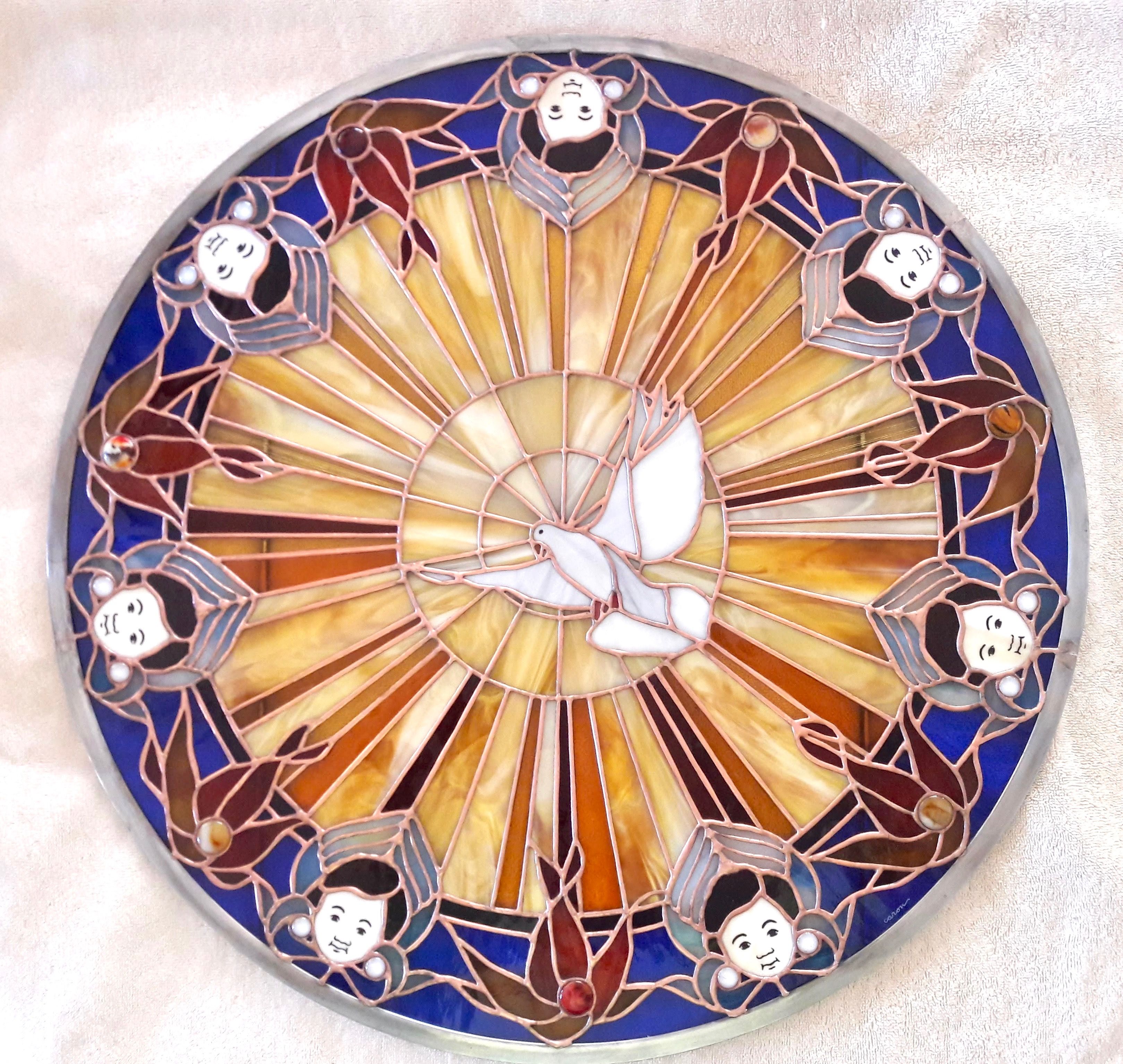 Hand Made The Gift Stained Glass Panel by Caron Art Glass