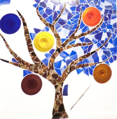 Custom Made Wall Decor Tree Mosaic With Colored Rondelles