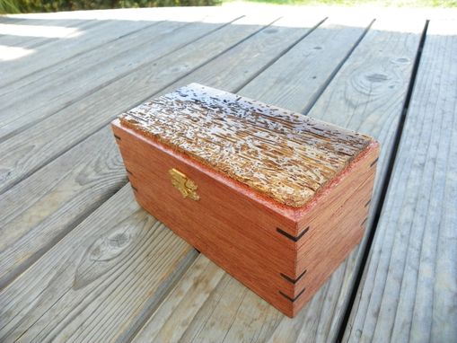 Custom Made Custom Built Mahogany Box With Ebony Accents And Worm-Eaten And Tiger-Striped Myrtlewood Top