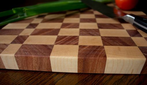 Custom Made Maple, Mahogany, And Walnut Checkered Cutting Board