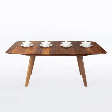 Custom Made Expandable Dining Table In Solid Walnut Wood With Two Leaves - Seats 6-10 "Bela"
