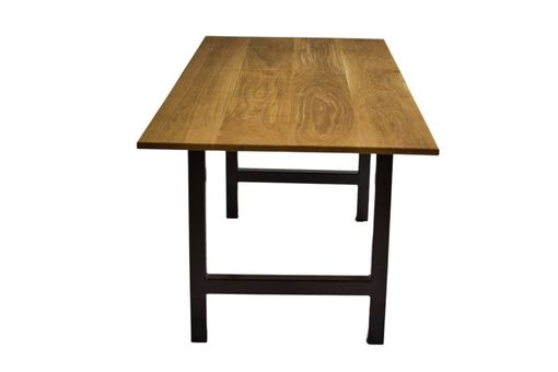 Custom Made Oak Dining Table, Solid Wood Dining Table, Kitchen Table With Metal Legs, Farmhouse Dining Table
